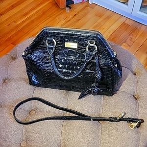 Brahmin Shoulder Bag Black Croc pattern